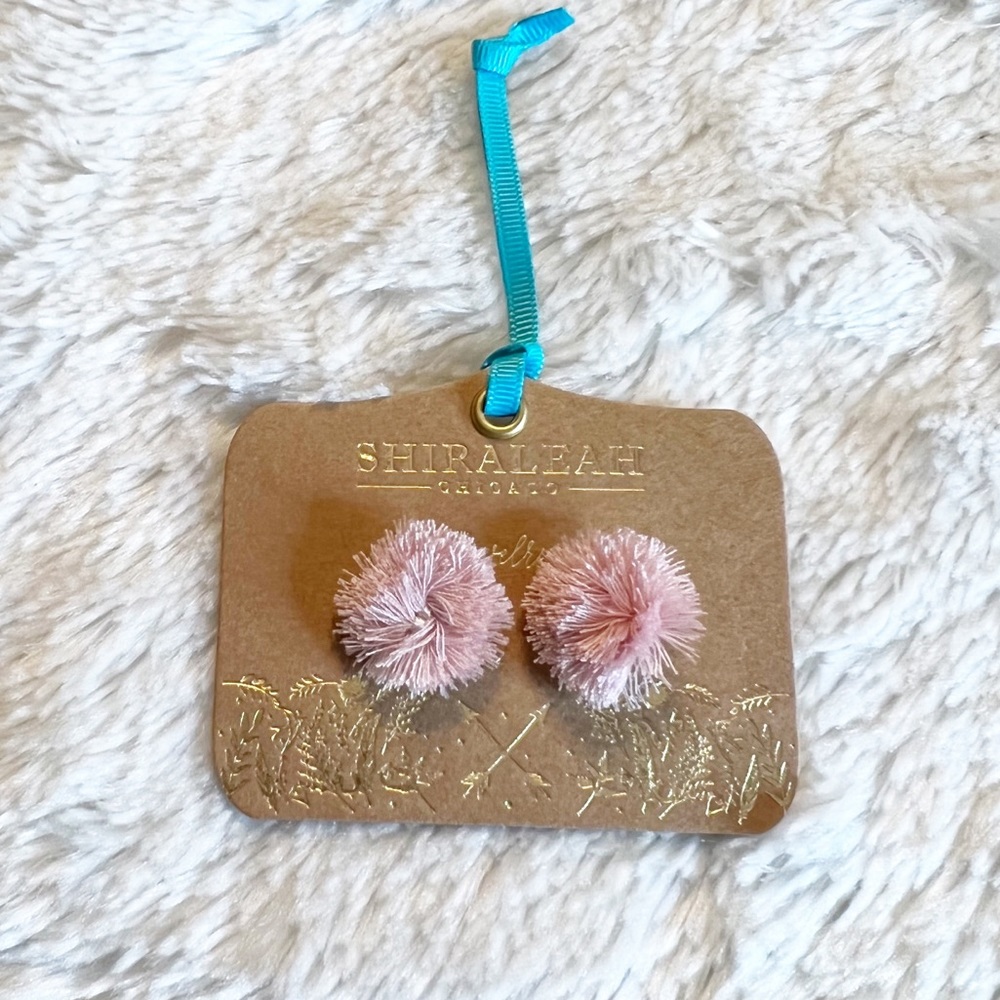 Shiraleah Anthropologie Damaris Mini Puff Ball Earrings  in Blush